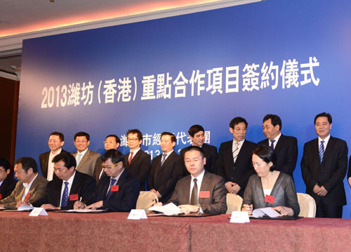 濰坊在香港簽約23個(gè)項(xiàng)目 合同外資27.76億美元