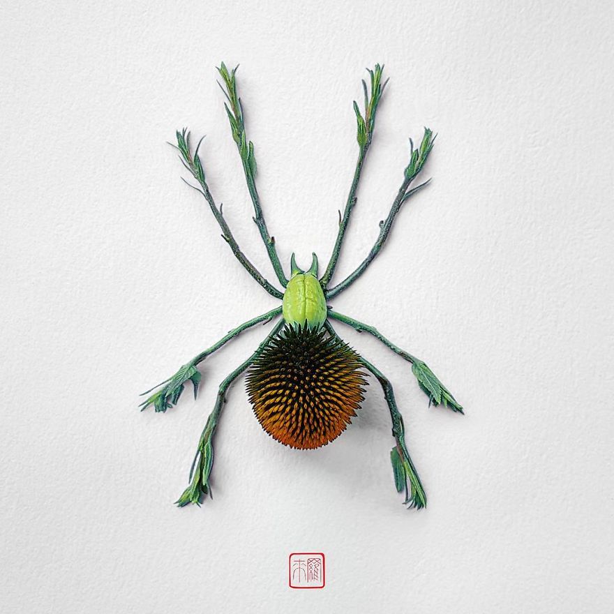 你怕蟲子嗎？來看看這些用花瓣做成的蟲子（組圖）