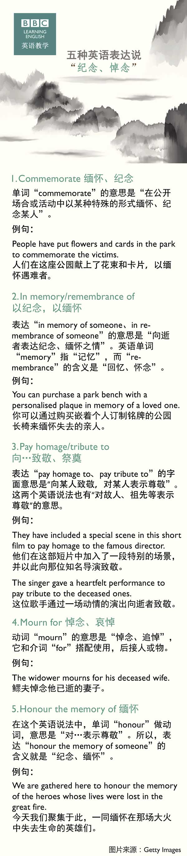 五種英語(yǔ)表達(dá)說“紀(jì)念、悼念”