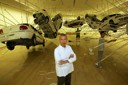 Quanzhou artist has gunpower artwork on display in Suzhou