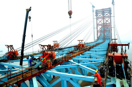 南京大勝關(guān)長(zhǎng)江大橋合龍?jiān)诩碵組圖]